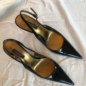 Dolce & Gabbana black slingback pointed toe pumps